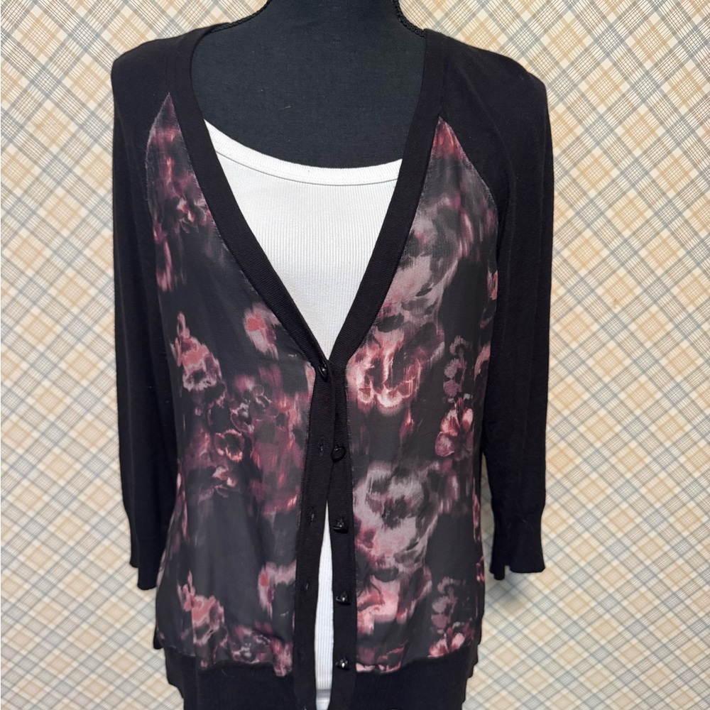 Maurices Black and Pink Cardigan Sweater